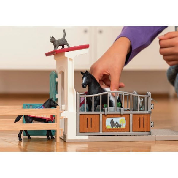 Boks til hest med hoppe og føl, schleich box med 34 elementer medfølger inklusive 2 schleich heste, figurboks til Flerfärgad