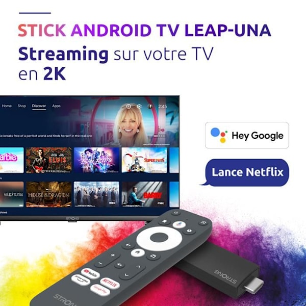 STRONG - LEAP-UNA - Streaming Box Google TV 2K - Chromecast - Wifi 5 - Bluetooth - Google Assistent - Dolby - HDR - Netflix