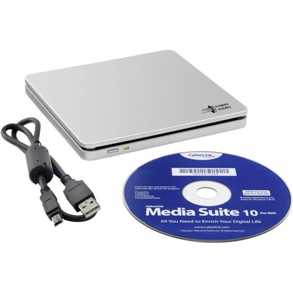 Extern DVD-brännare - HITACHI - GP70NS50 - USB 2.0 - Silver Silver