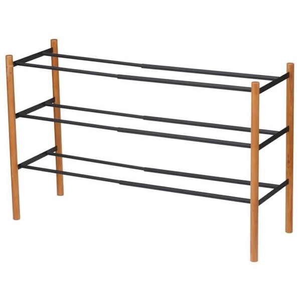Skoskab - YAMAZAKI - Udtrækkelig - Sort - 3 hylder - Moderne design sort