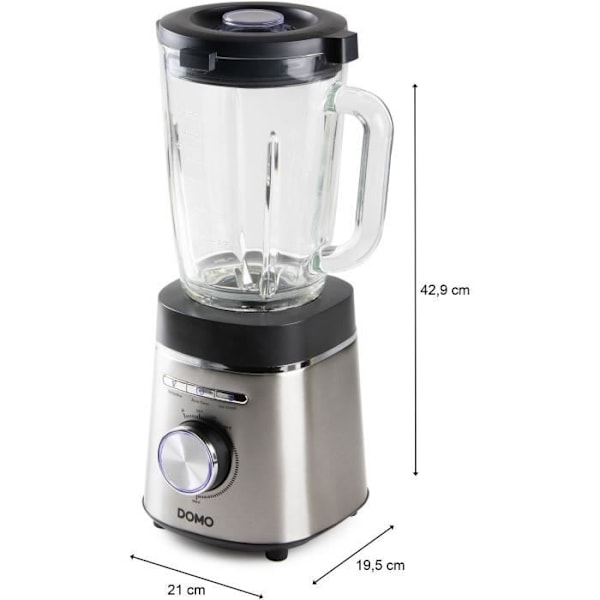 Blender - DOMO - DO740BL - Hög hastighet - 1400 W - 1,75 L - Grå Grå