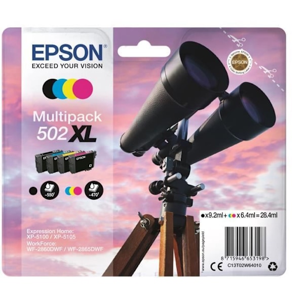 EPSON Multipack 502 XL - Kiikarit - musta, syaani, keltainen, magenta (C13T02W64020)