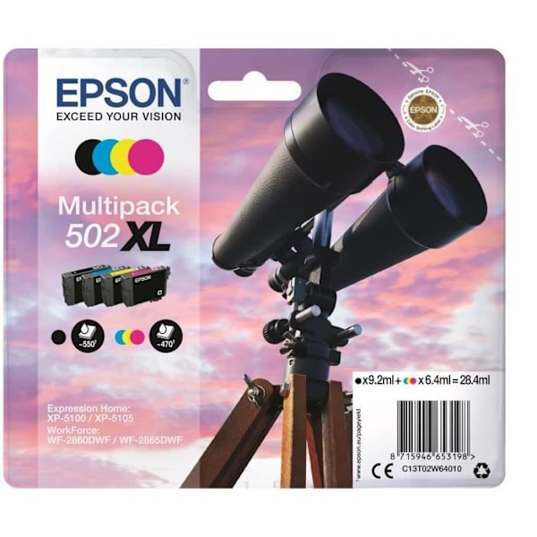 EPSON Multipack 502 XL - Kikkert - Sort, Cyan, Gul, Magenta (C13T02W64020)