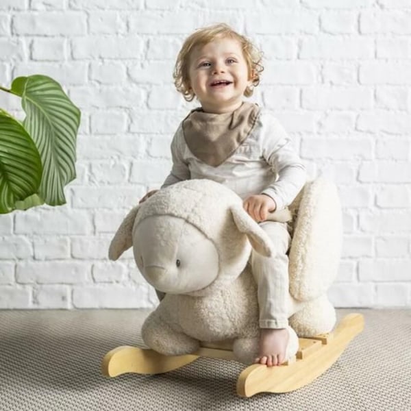 Nattou - Bascule Teddy puhtaanvalkoinen lammas Beige