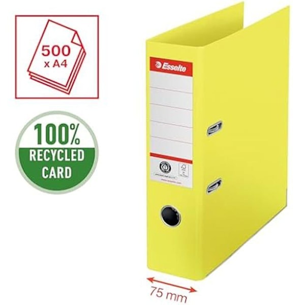 Häftpärm - ESSELTE - Nr. 1 - 500 ark A4 - 100% återvunnet papper - Gul Gul