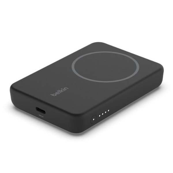 Powerbank - BELKIN - Magnetisk Wir Pb 5k - 5000 mAh - Trådløs opladning - MagSafe teknologi sort