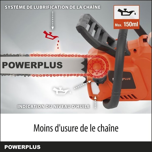 Powerplus Dual Power POWDPG7576 Akkutehokas Moottorisaha - 40V, 350mm Ohjaus, ilman Akkua tai Laturia orange