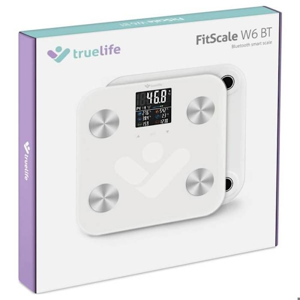 truelife FitScale W6 BT Digitaalinen henkilövaaka Punnitusalue (max.)=180 kg valkoinen, harmaa Bluetoothilla