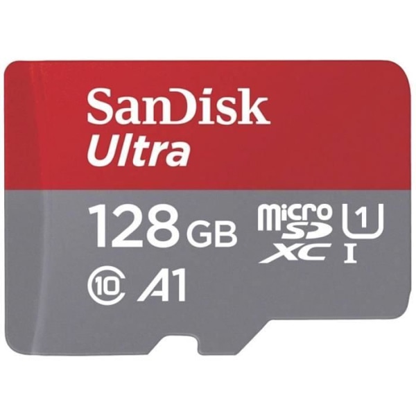 SanDisk microSDXC Ultra 128 GB microSDXC-kort (A1/UHS-I/Cl.10/140MB/s) + mobiladapter 128 GB A1 Application Performan