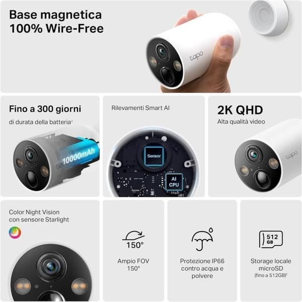 Säkerhetskamera - Tapo - C425 - 2-pack - Färg-nattvision - Upplösning 2.5K - Batteritid 300j