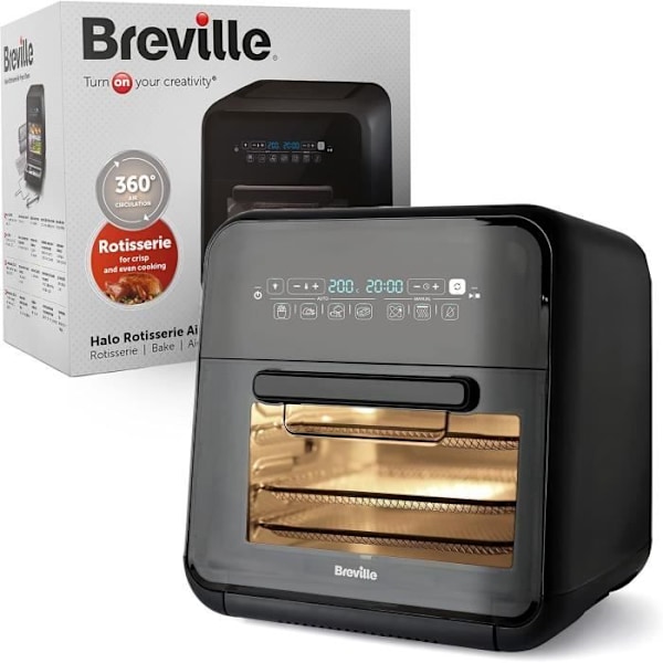 Breville Halo Rotisserie digital air fryer ekstra stor 10L - Sort og Grå VDF127X