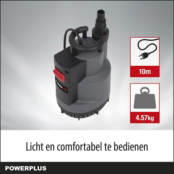 Powerplus Sähkökäyttöinen Vedepumppu POWEW67920 - 750 W Uppopumppu, Maksimilämpötila 35°C ja Virtaama 12.500 l/h grå