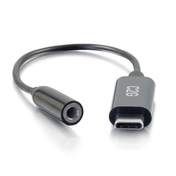C2G 54426 SORT MOBILTELEFONKABEL 0,09 M USB-C 3,5 MM