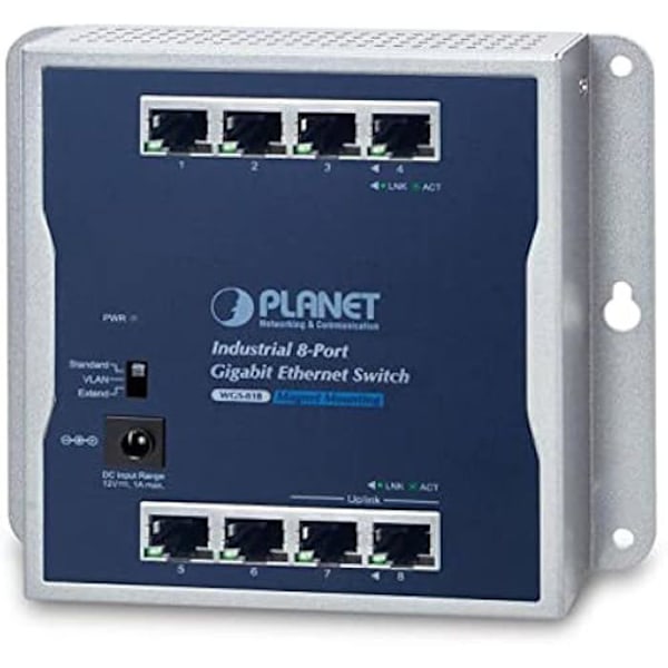 Ethernet-switch - PLANET - W125661827 - 8 porte - Vægmontering - Gigabit Ethernet