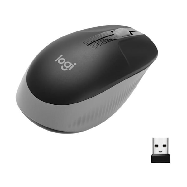 Ergonominen langaton hiiri - Logitech - M190 - Harmaa musta, Harmaa