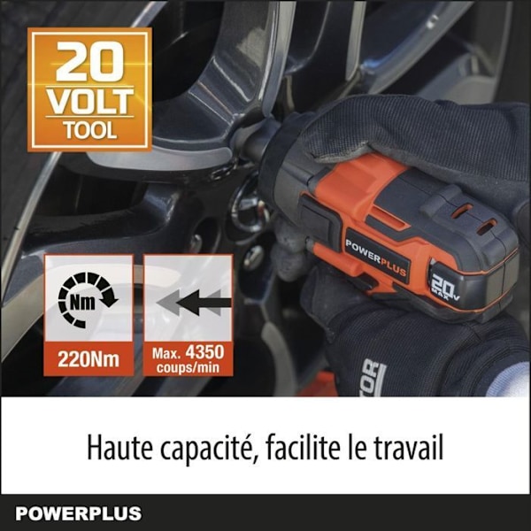 Trådløs skraldenøgle - DUAL POWER POWDP20150 - 220Nm - Variabel moment - uden batteri eller lader Orange - Sort