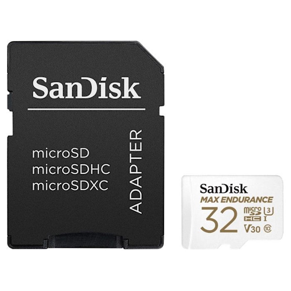 sandisk max endurance microsdhc 32gb kort med adapter sort sort Sort