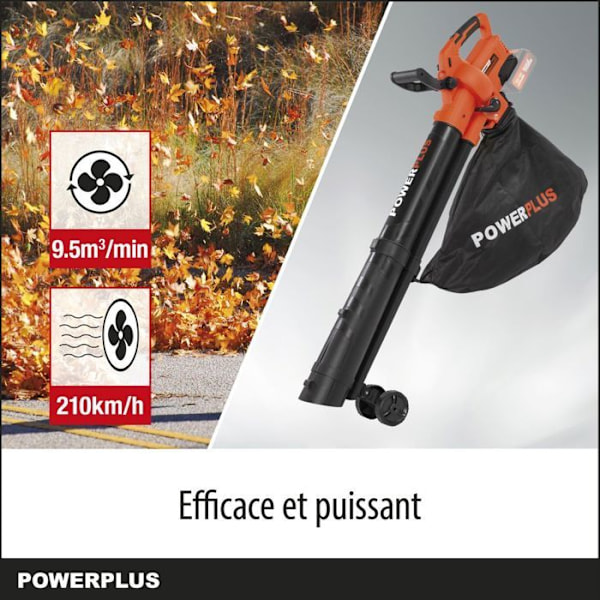 Dual Power 3-in-1 Akku-puhallin POWDPG75270 - 40 V, 210 km/h, ilman akkua tai laturia