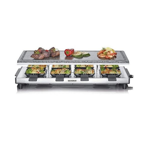 Raclette / Grilli kuumakivellä - SEVERIN - 1500W - 8 henkilöä Sort, rustfrit stål