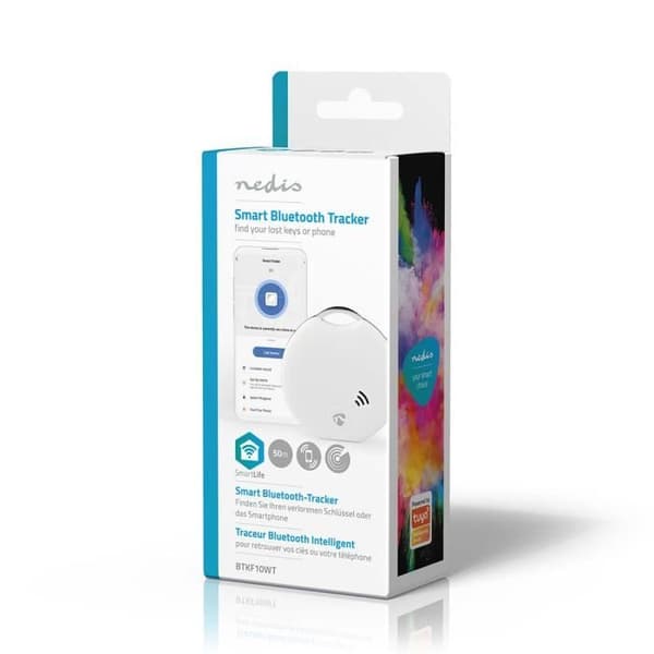 Nyckelspårare - NEDIS - BTKF10WT - Bluetooth 4.0 - Batteritid 1 år - Vit Vit