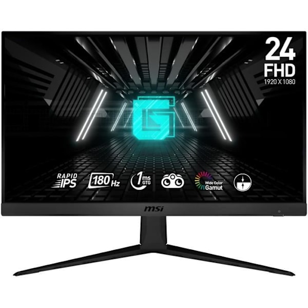 PC Gamer -näyttö - MSI - G2412F - 24" - Nopea IPS-paneeli - FHD - 1 ms - 180 Hz - Mukautuva synkronointi - DP + HDMI - VESA-yhteensopiva