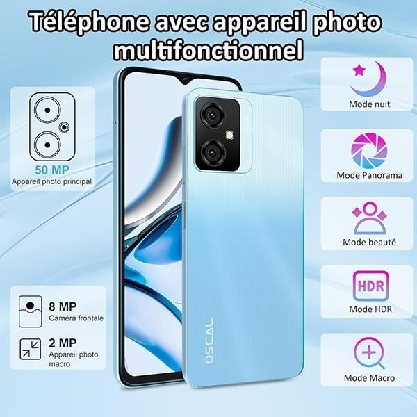 Afblokket Mobiltelefon Oscal Tiger 10 6,56 tommer 16Go+256Go-SD 1To 50MP 5180mAh Android 13 Dual SIM - Grå grå