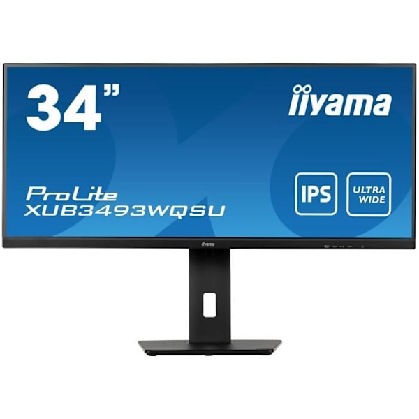 PC-skærm - IIYAMA - XUB3493WQSU-B5 - 34" UWQHD - IPS - 100Hz - 4ms - HDMI/DP - USB HUB - Justerbar fod - Sort