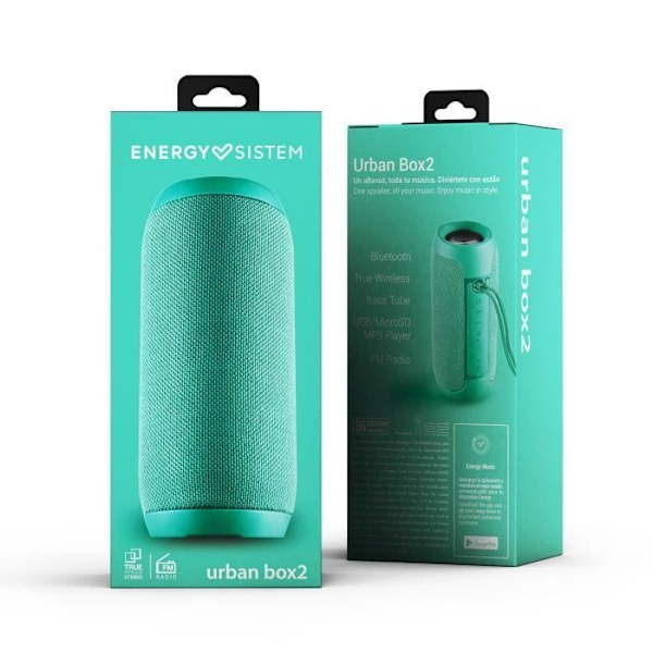 Urban Box 2 trådlös Bluetooth-högtalare Grön - ENERGY SISTEM - TWS - 10 W - USB/microSD MP3 - FM-radio Grön