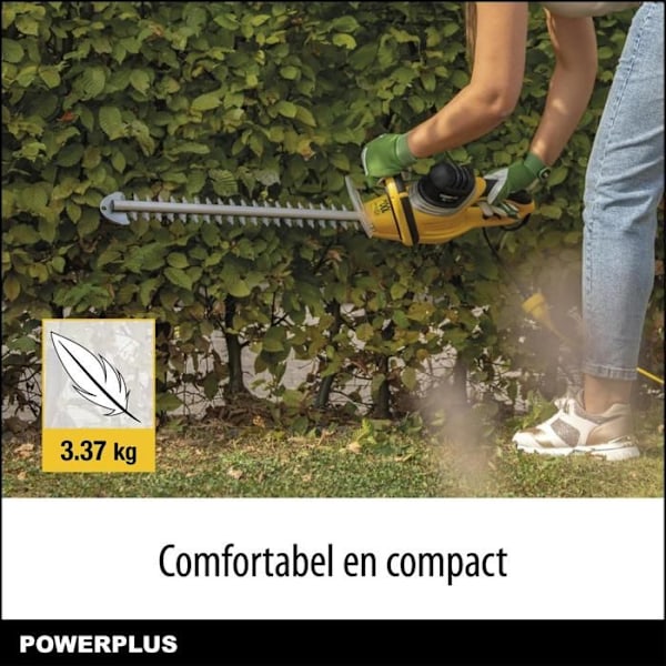 POWERPLUS POWXG2007 Elektrisk hækkeklipper - 525 mm klinge, 550 W, 16 mm afstand Gul