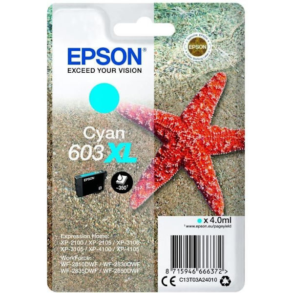 603 XL syaani mustekasetti - Epson - Meritähti - Alhaiset kustannukset ja luotettavuus