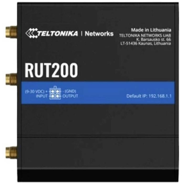 4G LTE-router - Teltonika - RUT200 - 2 x RJ45 10/100 Mbps - SMA-antenner - Industriel kompakt