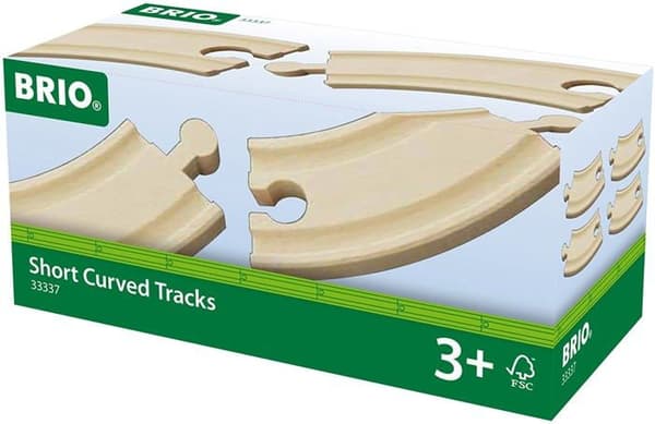 Små böjda skenor - BRIO - Set med 4 element i bokträ - Blandat - Inredning kastanj