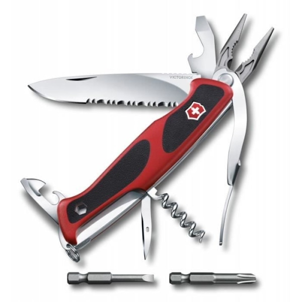 Lommekniv - Victorinox - RangerGrip 174 - Låsbart blad - Dåseåbner - Nylonskede Rød/sort