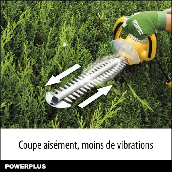 POWERPLUS POWXG2007 Elektrisk hækkeklipper - 525 mm klinge, 550 W, 16 mm afstand Gul