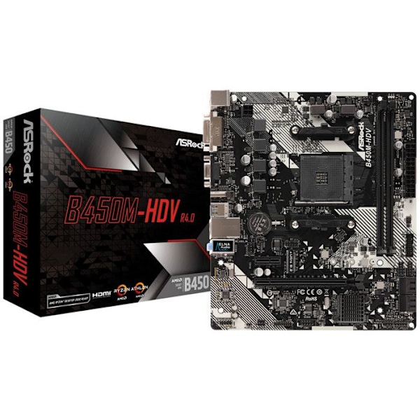 Äänikortti - ASRock - B450M-HDV R4.0 - Socket AM4 - Micro ATX - 32 GB RAM max