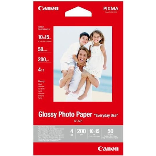 Taloudellinen kiiltävä valokuvapaperi CANON GP-501 - 10 x 15 cm - 50 arkkia