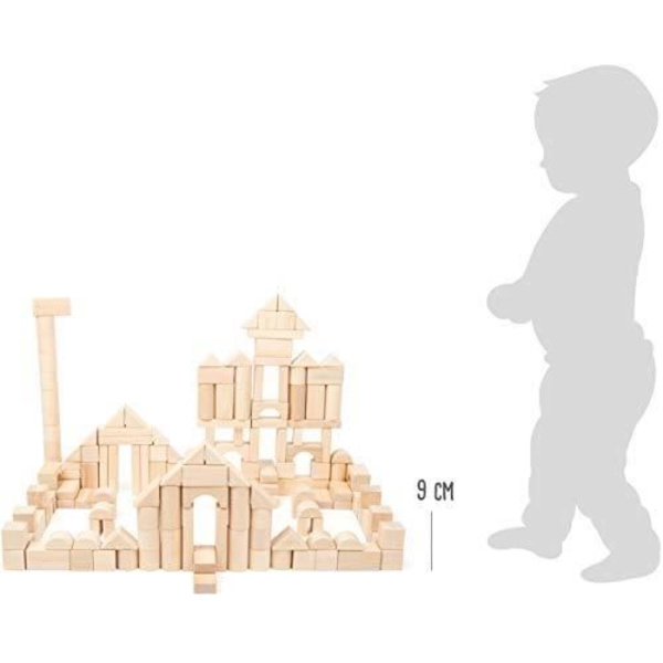 Rakennusleikki - SMALL FOOT - 200 osan setti - Luonnonpuu - Suositusikä 3 vuotta ja yli - Sekä tytöille että pojille Naturligt træ