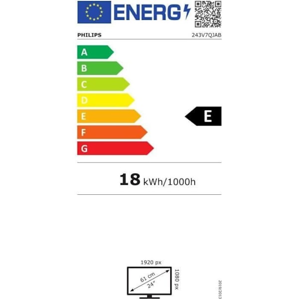 PHILIPS 243V7QJABF/00 FHD UWC -tietokonenäyttö - 24 tuumaa - IPS-paneeli 5ms - 75Hz - HDMI/DP/VGA - FreeSync