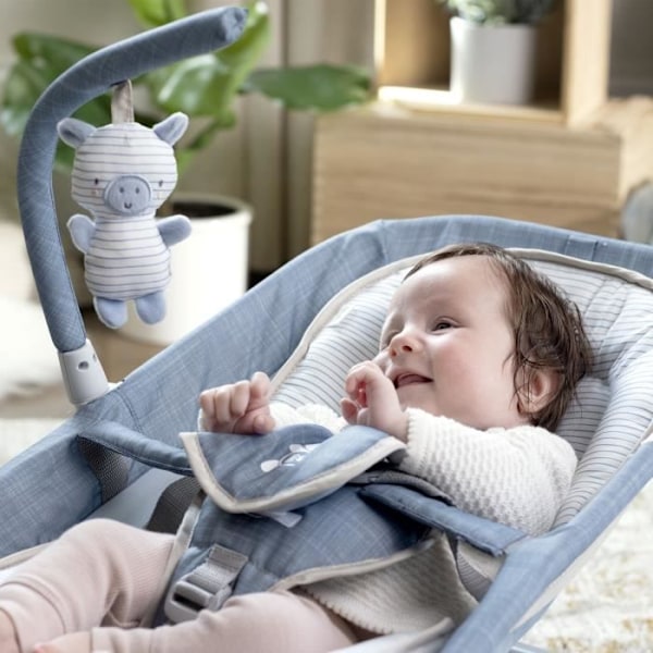 INGENUITY Happy vatsatuoli - Chambray, kiinteä tai keinuva asento, erittäin kompakti kokoontaittuva säilytyspussilla Blå