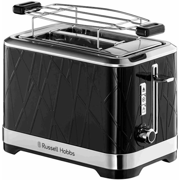 Leivänpaahdin - RUSSELL HOBBS - Musta rakenne - 1500 W - Erittäin leveät raot - Lift’n Look -tekniikka, lämmitys, sulatus Blank sort og stål