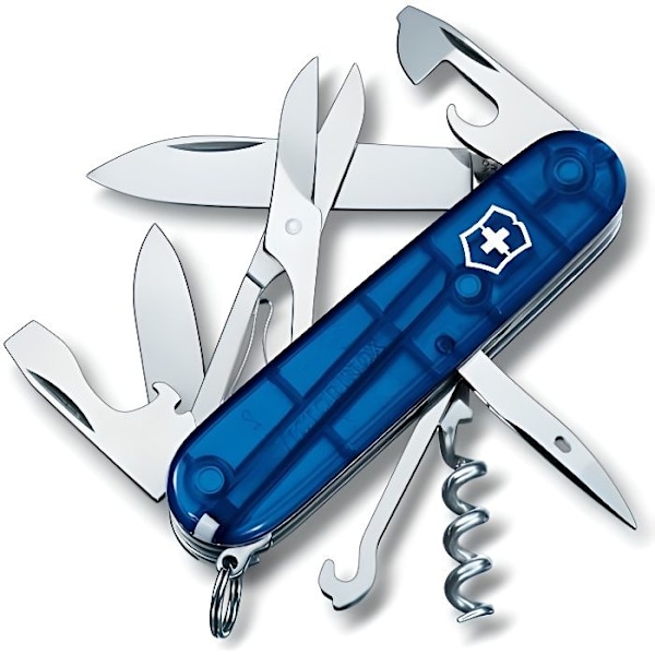 Victorinox 1.3703.T2 schweizisk lommekniv - Gennemsigtig blå - Rustfrit stål - 91 mm x 27 mm x 18 mm Genomskinlig blå
