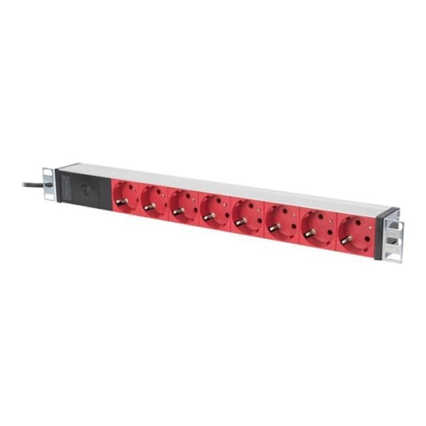 DIGITUS DN-95410-R Afbryder (rack-monterbar) AC 220-240 V 4000 Watt input: IEC 60320 C14 udgangsstik: 8 (CEE... Sort