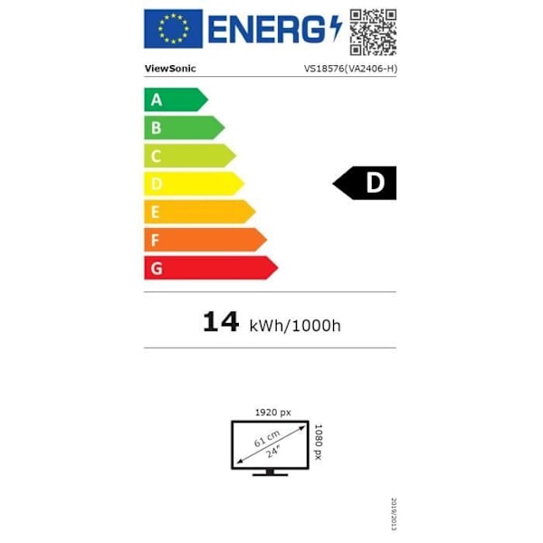 PC-näyttö - VIEWSONIC - VA2406-h - 24" FHD - VA-paneeli - 4 MS - 1xHDMI, 1xVGA -