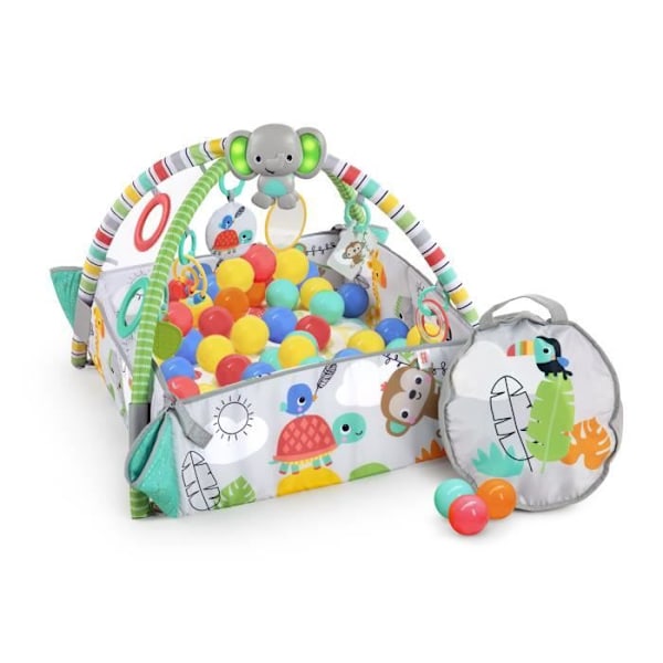 BRIGHT STARTS Tropical World maxi-legemåtte, 5 spiltilstande - 40 bolde - 7 aftageligt legetøj Flerfärgad