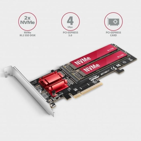 AXAGON PCEM2-ND PCIe-adapter til Zwei M.2 SSD'er - 8595247906717