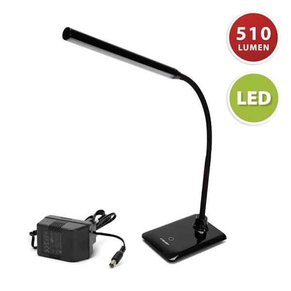 LED skrivebordslampe - VELAMP - SLIM - Sort - Justerbar - Dæmpbar - Moderne design sort
