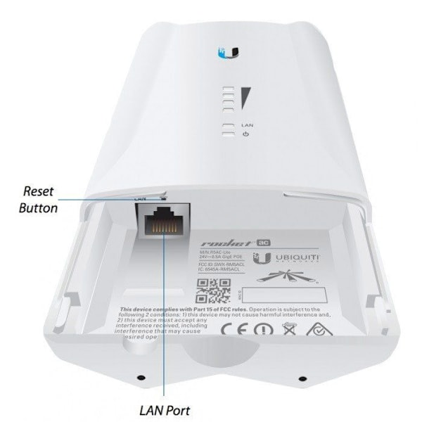 Langaton tukiasema - UBIQUITI - Rocket R5AC-Lite - Wi-Fi AC 500+Mbps - 5 GHz - 24KV ESD Protector