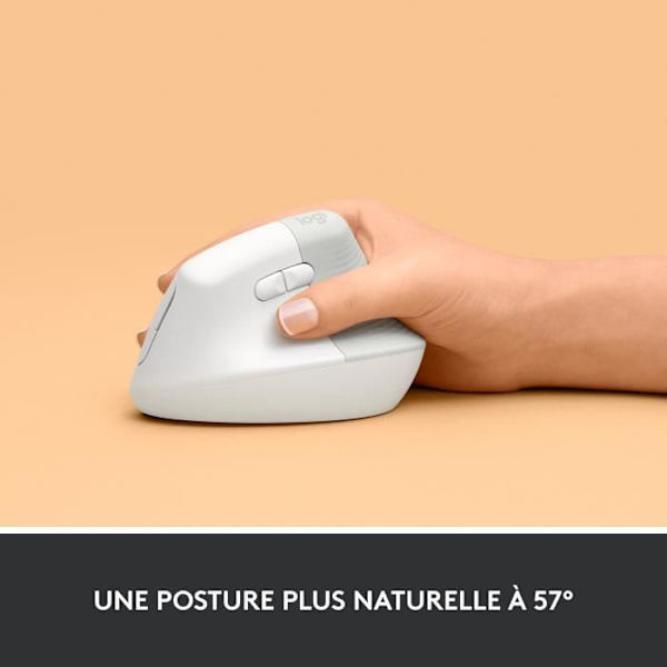 Logitech Lift Ergonomic Vertical Mouse, Langaton, Äänetön - Valkoinen