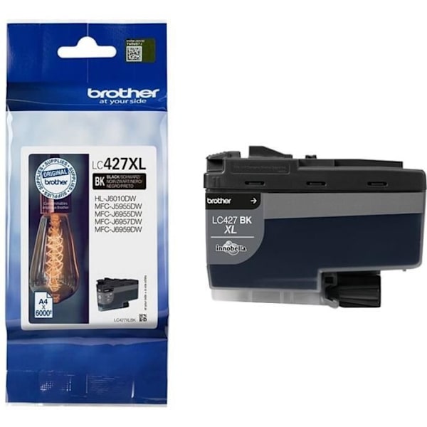 Blækpatron - BROTHER - LC427XLBK - Sort - 6000 sider - Kompatibel med MFC-J6955DW, HL-J6010DW