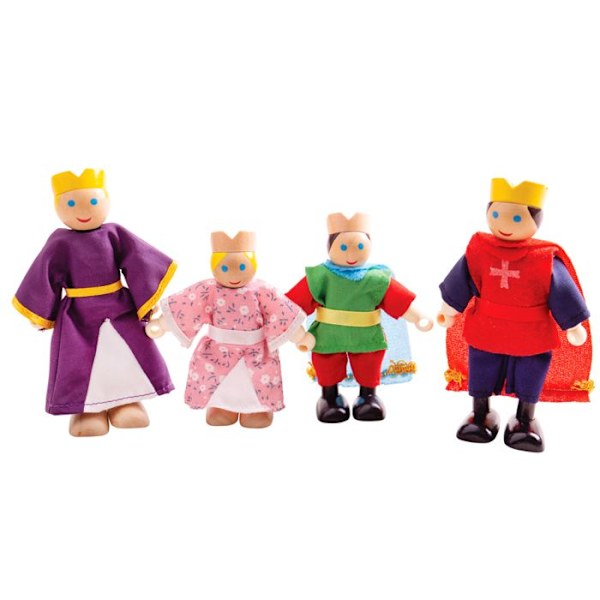 Legetøj - BIGJIGS - Royal Family Dolls - 4 stykker - Rød, Lilla, Grøn, Blå Röd, lila, grön, blå